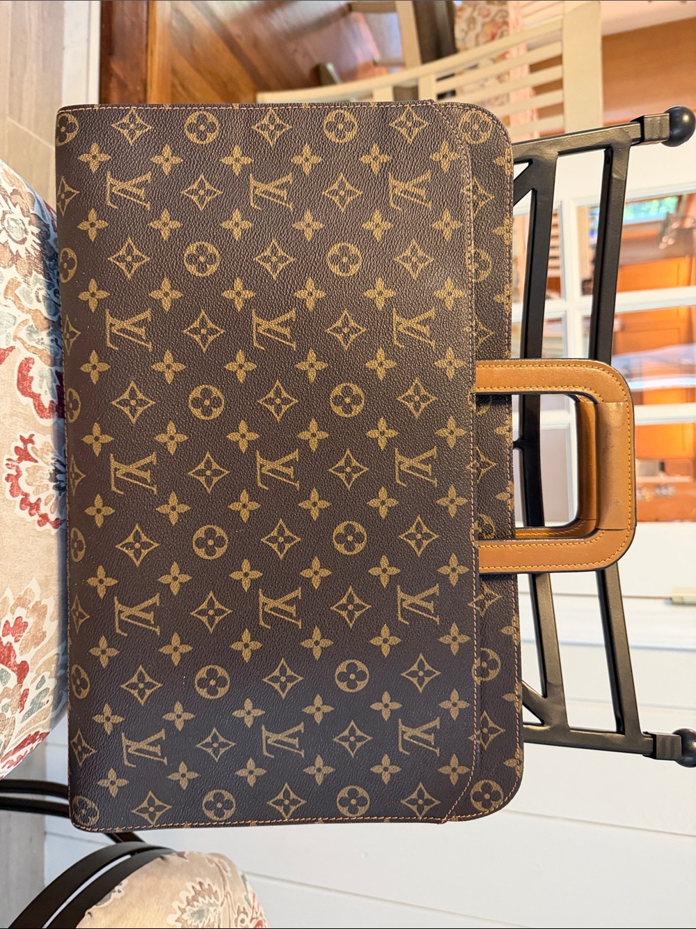 Louis Vuitton - Vintage Monogram Canvas Briefcase with Tan Leather Handles